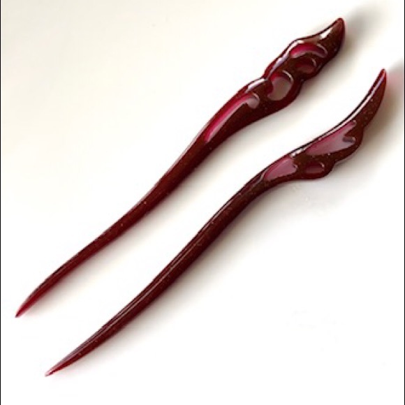 SALE ! 2 for $25 Red Handmade hair pin stick - Picture 14 of 14